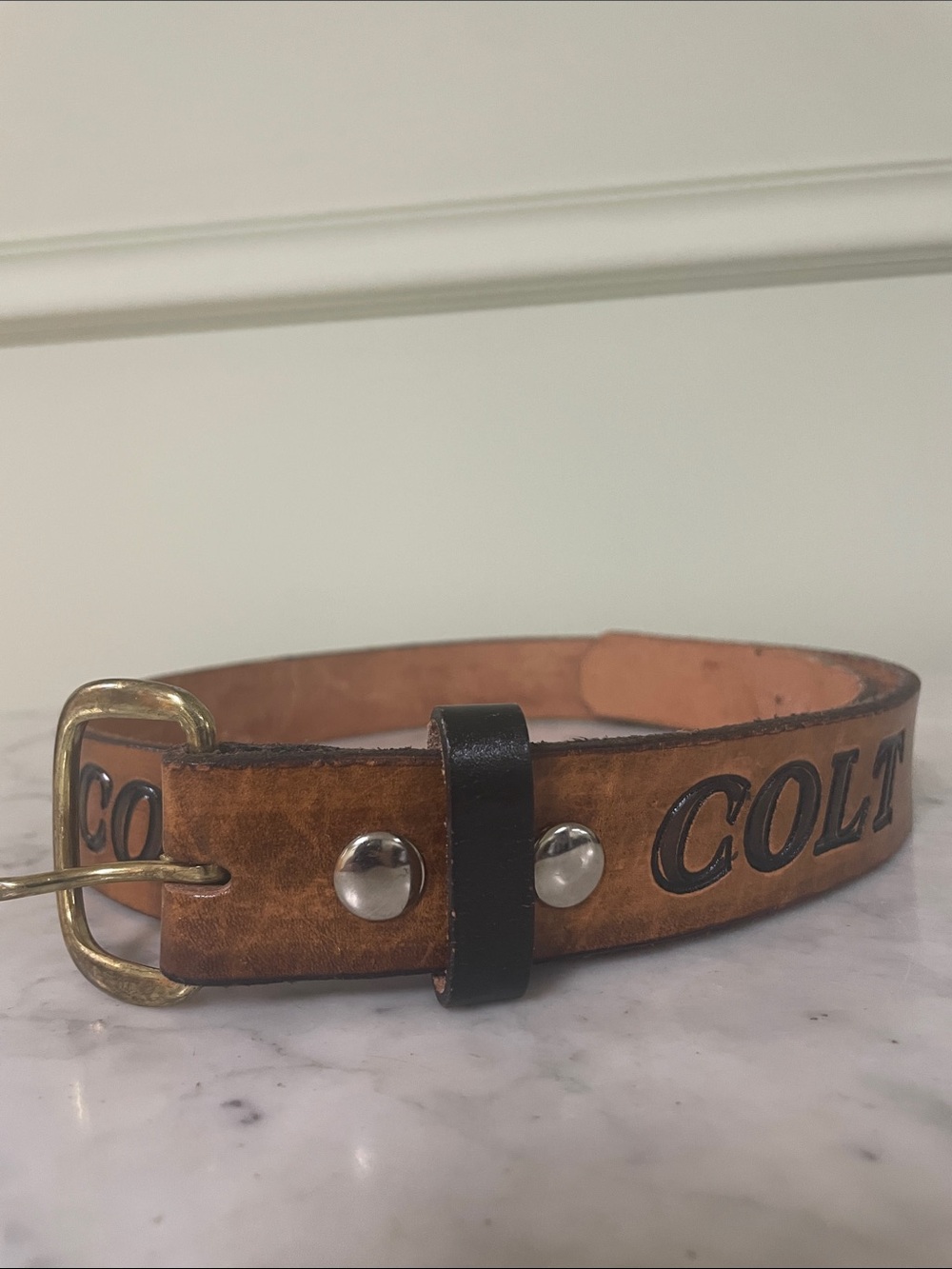 Men’s Handmade Leather Belt with “Colt” Name